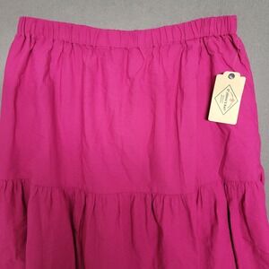 St Johns Bay Women S Pink Fuchsia Cotton Eyelet Tiered Maxi Skirt NWT